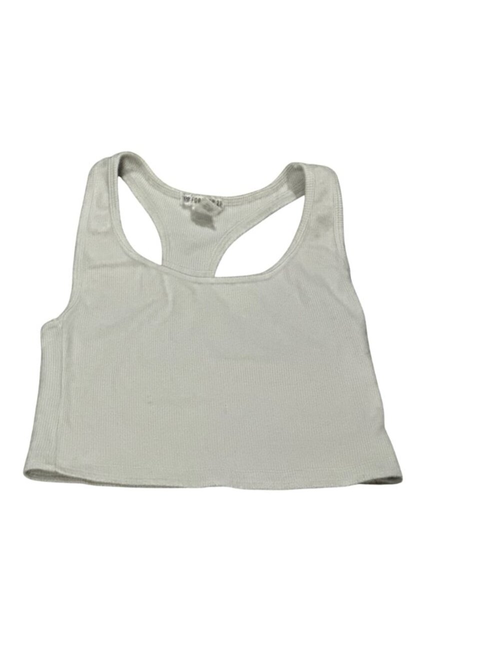 Forever 21 Medium Taupe Gray Ribbed Racerback Crop Tank Top Athleisure Core Chic - Picture 10 of 12